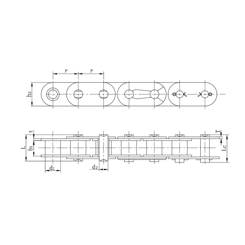 Válečkové řetězy s rovnou boční deskou ( série A )