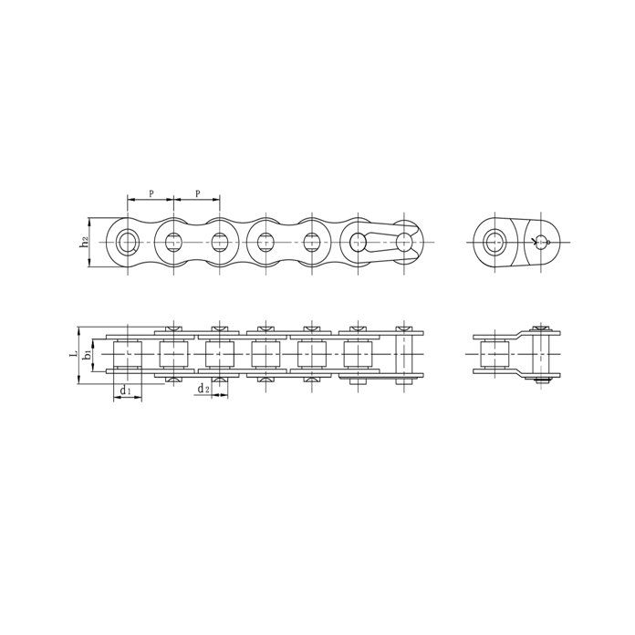 Přesné válečkové řetězy z nerezové oceli s krátkou roztečí