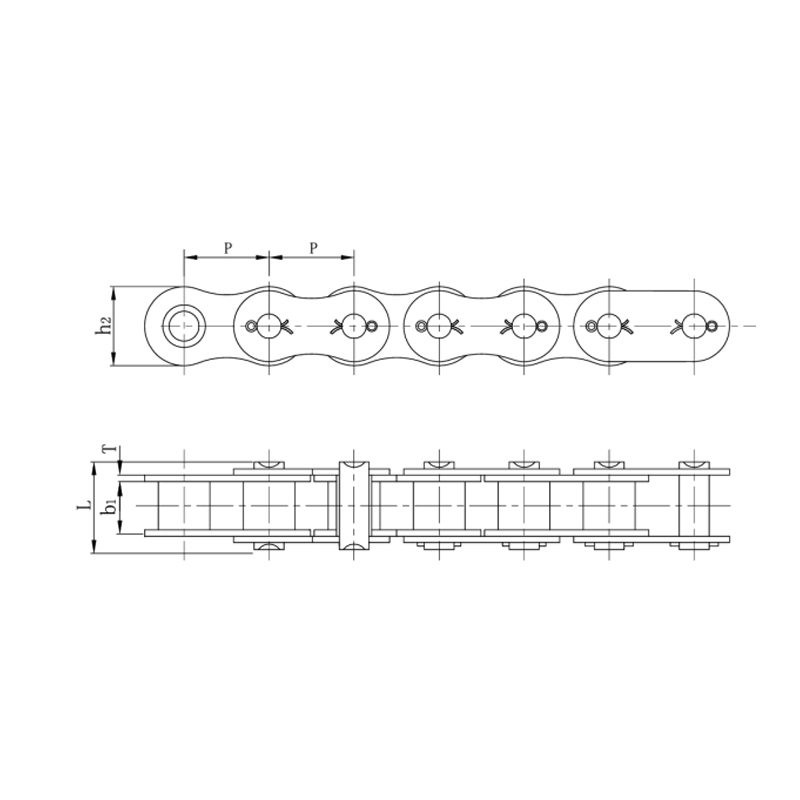 Přesné válečkové řetězy vroubkovaného typu s krátkou roztečí ( řada A )