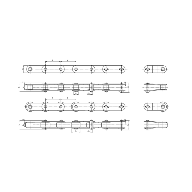 Dopravní řetězy z nerezové oceli s dvojitou roztečí