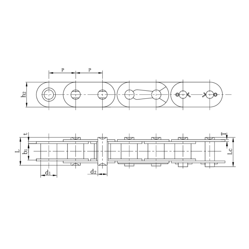 Válečkové řetězy s rovnou bočnicí ( řada B )