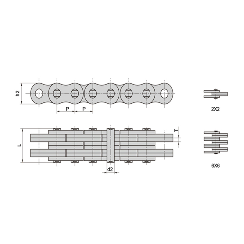 (Řada LL) Listové řetězy s nízkou údržbou a vysokou stabilitou