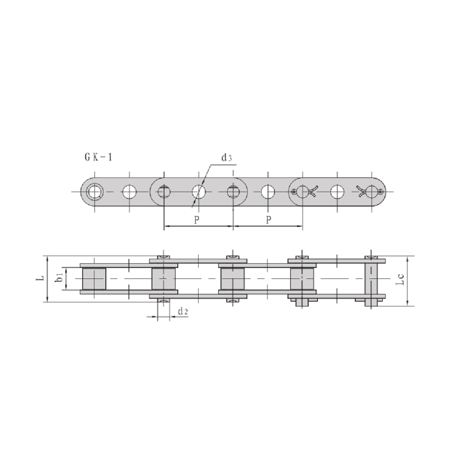 Dopravní řetězy s dvojitou roztečí se středovými otvory