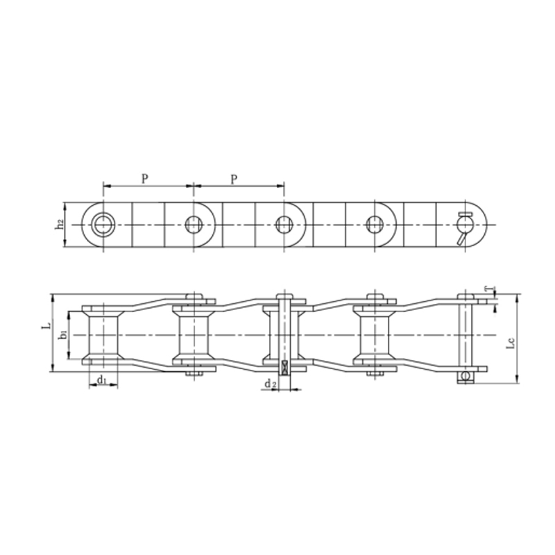 Zalomené mlýnské řetězy svařovaného ocelového typu