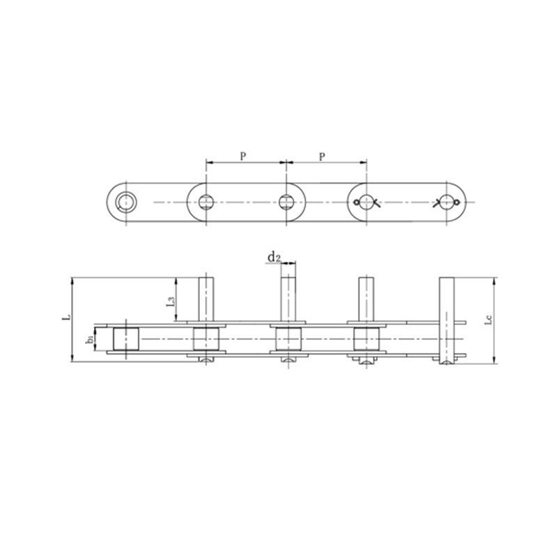 Dopravní řetězy s dvojitou roztečí s prodlouženými čepy